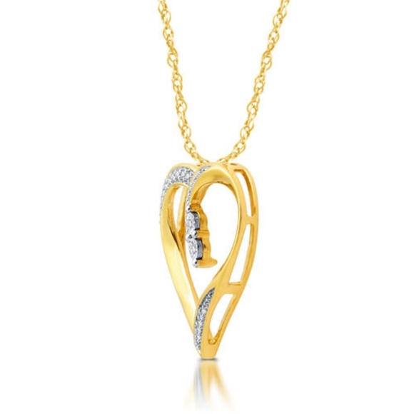 NIB💎 Gold Silver .1 cttw Diamond Heart Necklace - Picture 3 of 8